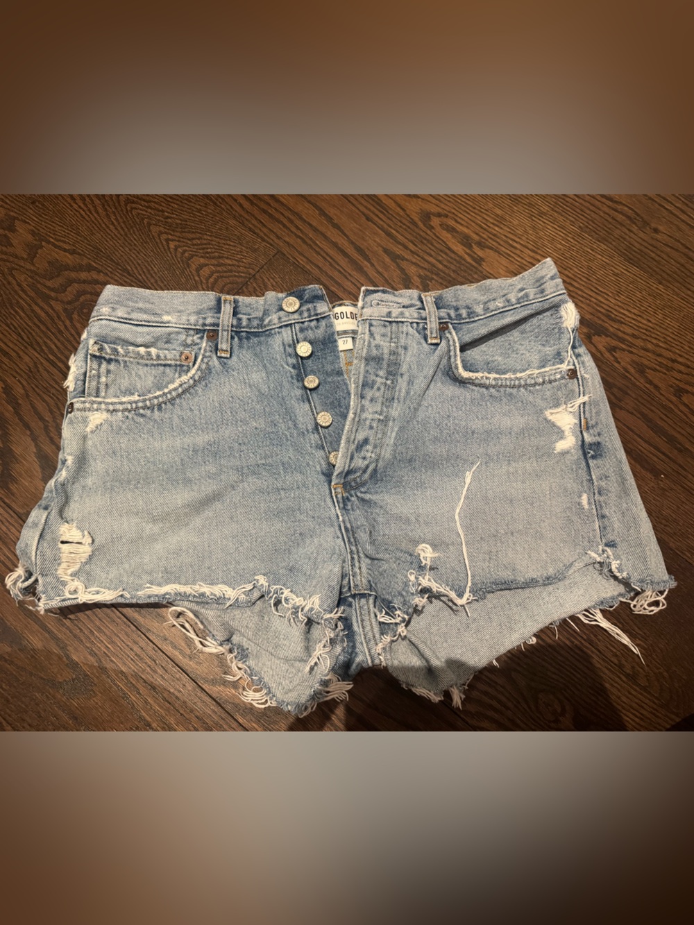 Agolde Parker Light Blue Denim Jean Shorts